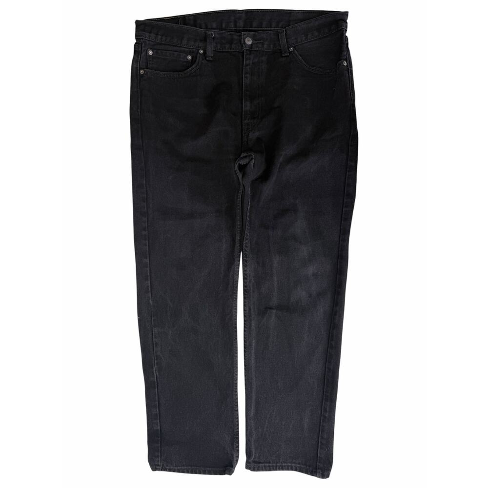 Levis 505 Mens 38x32 Black Regular Fit Straight Leg Jeans Denim